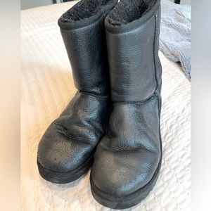 Black leather UGG boots